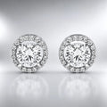 925 Sterling Silver Round Halo CZ Stud Earrings Diamond Cut Unisex Gift