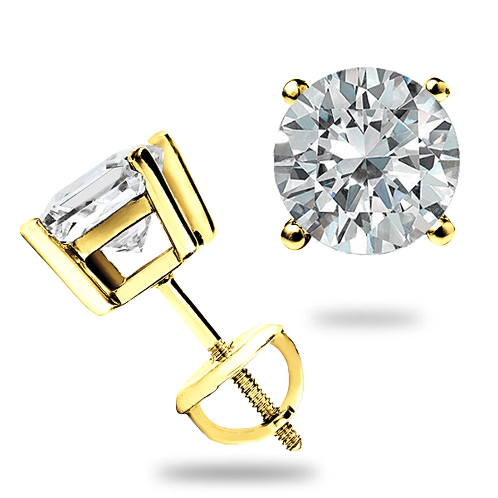 2.0 CT GRA Moissanite Stud Earrings – 14K Solid Yellow Gold – Cali Vibes Gift