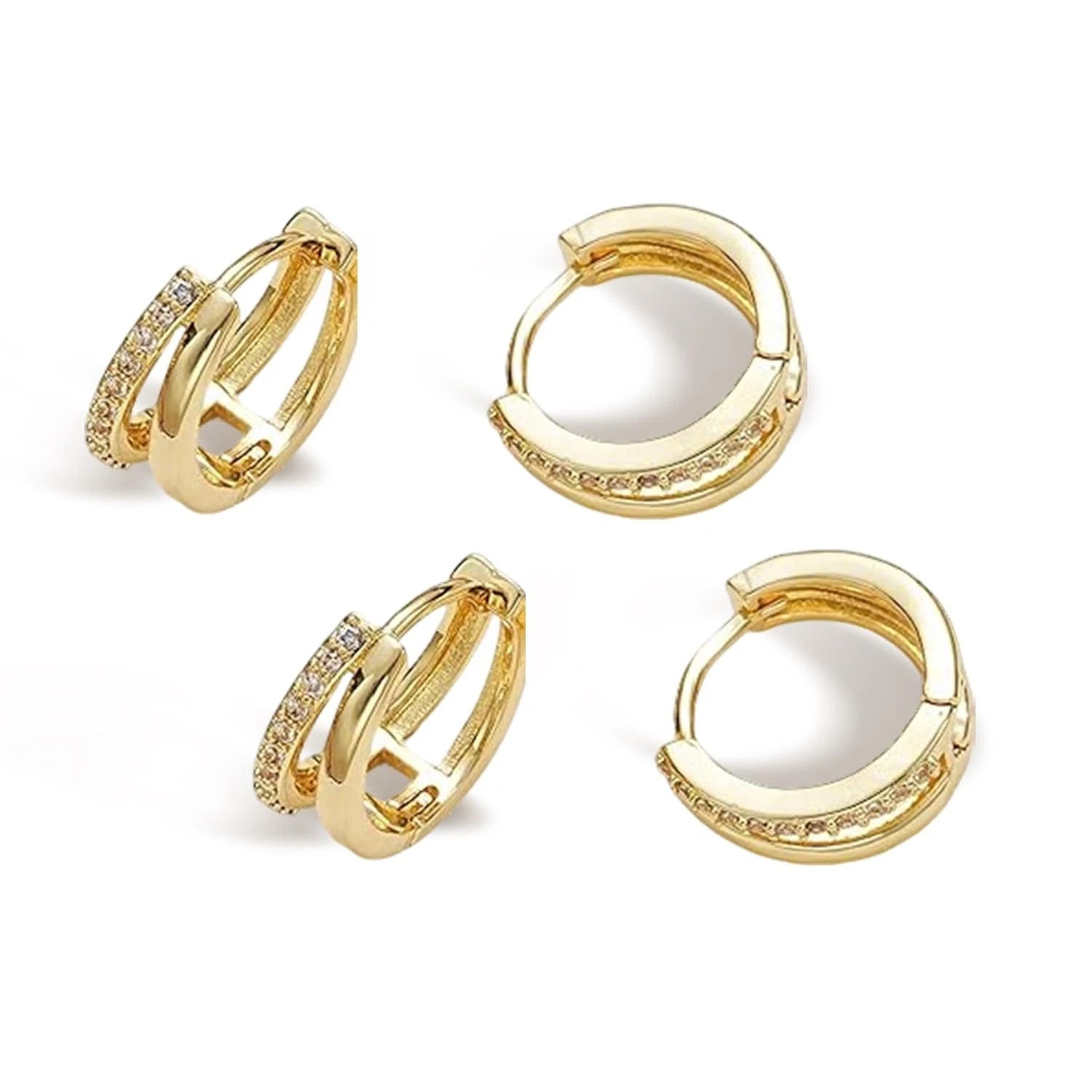 4Pcs Huggie Hoop Earrings for Women Trendy,14K Hypoallergenic Gold Earrings D...