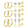 Hypoallergenic Flat Back Stud Earrings for Women Trendy Surgical Stainless St...
