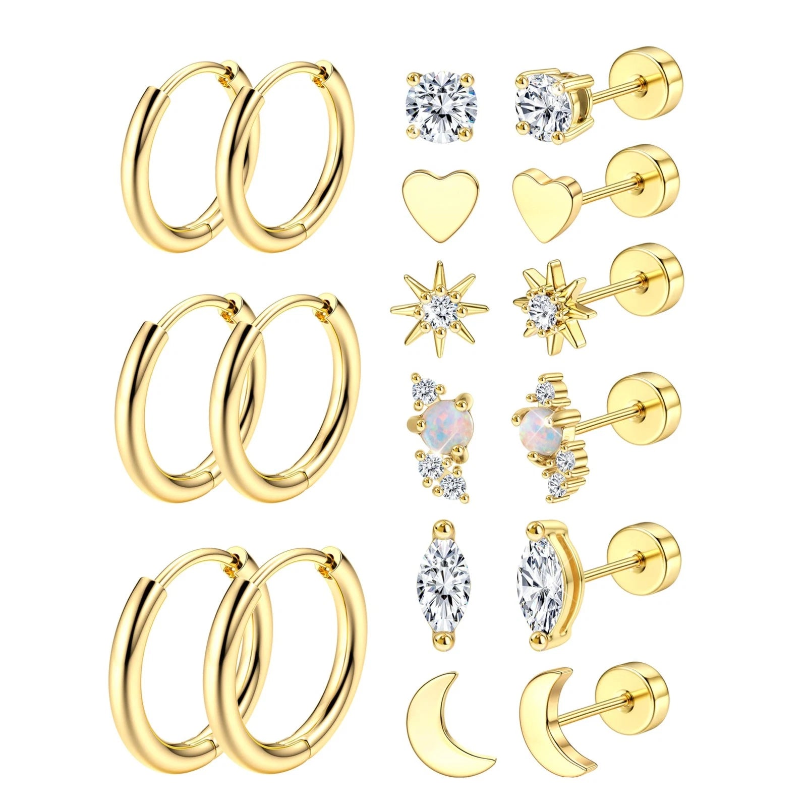 Hypoallergenic Flat Back Stud Earrings for Women Trendy Surgical Stainless St...